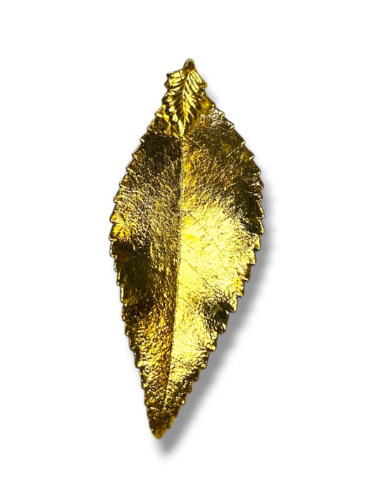 Goldtone Leaf Pendant Detailed 1.75" for Necklace