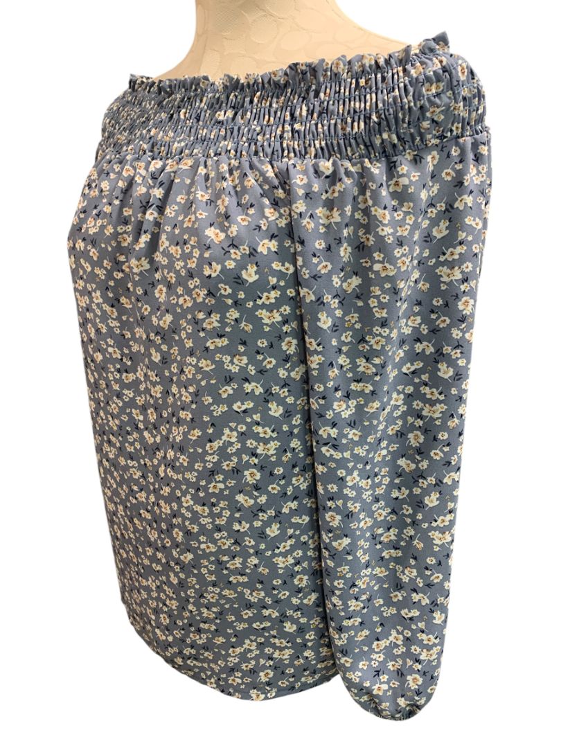 Size XS Pleione Womens Off Shoulder Floral Blouse Boho Loose Fit