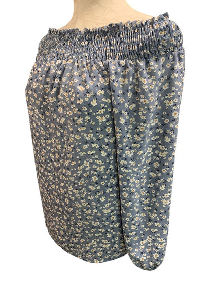 Size XS Pleione Womens Off Shoulder Floral Blouse Boho Loose Fit