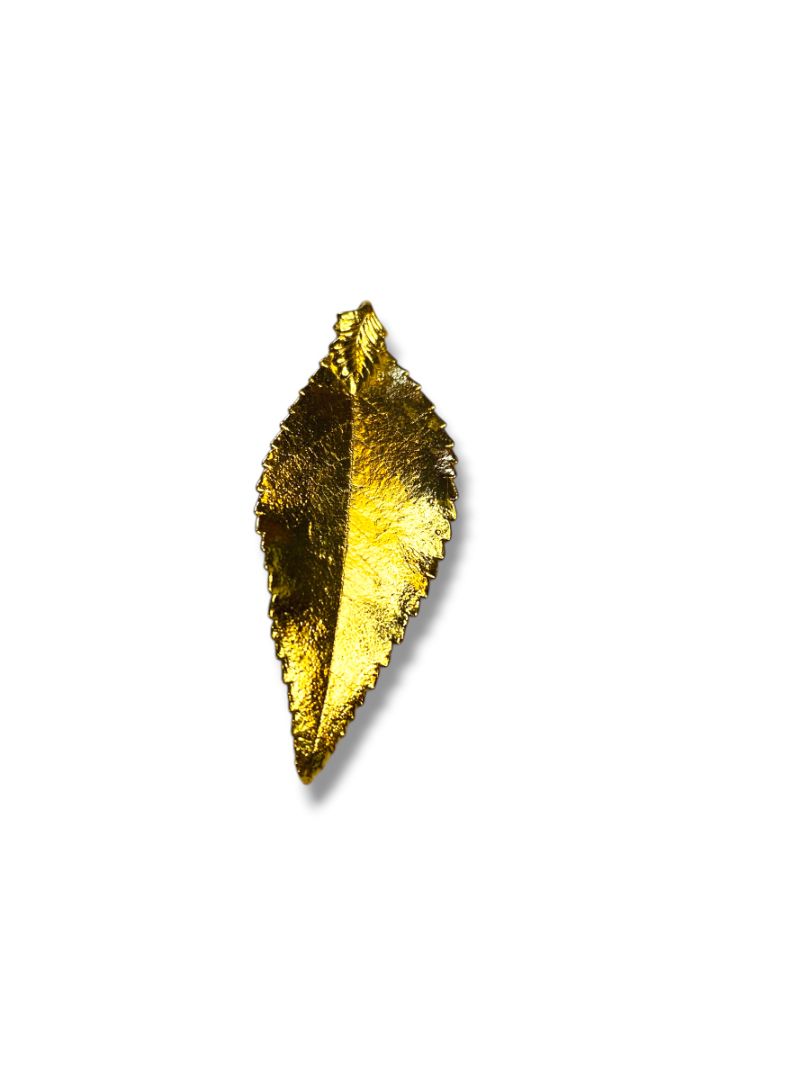 Goldtone Leaf Pendant Detailed 1.75" for Necklace