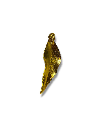 Goldtone Leaf Pendant Detailed 1.75" for Necklace