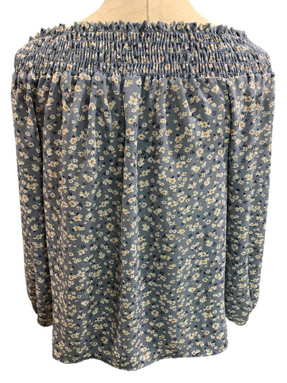 Size XS Pleione Womens Off Shoulder Floral Blouse Boho Loose Fit