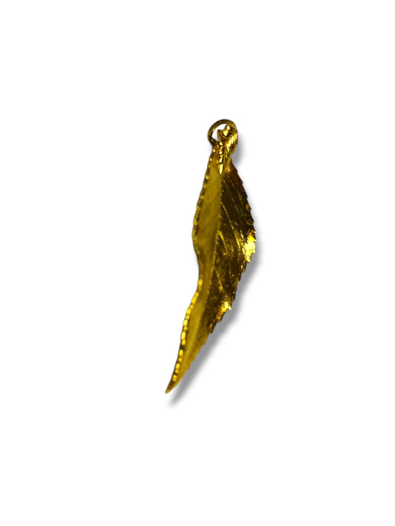 Goldtone Leaf Pendant Detailed 1.75" for Necklace