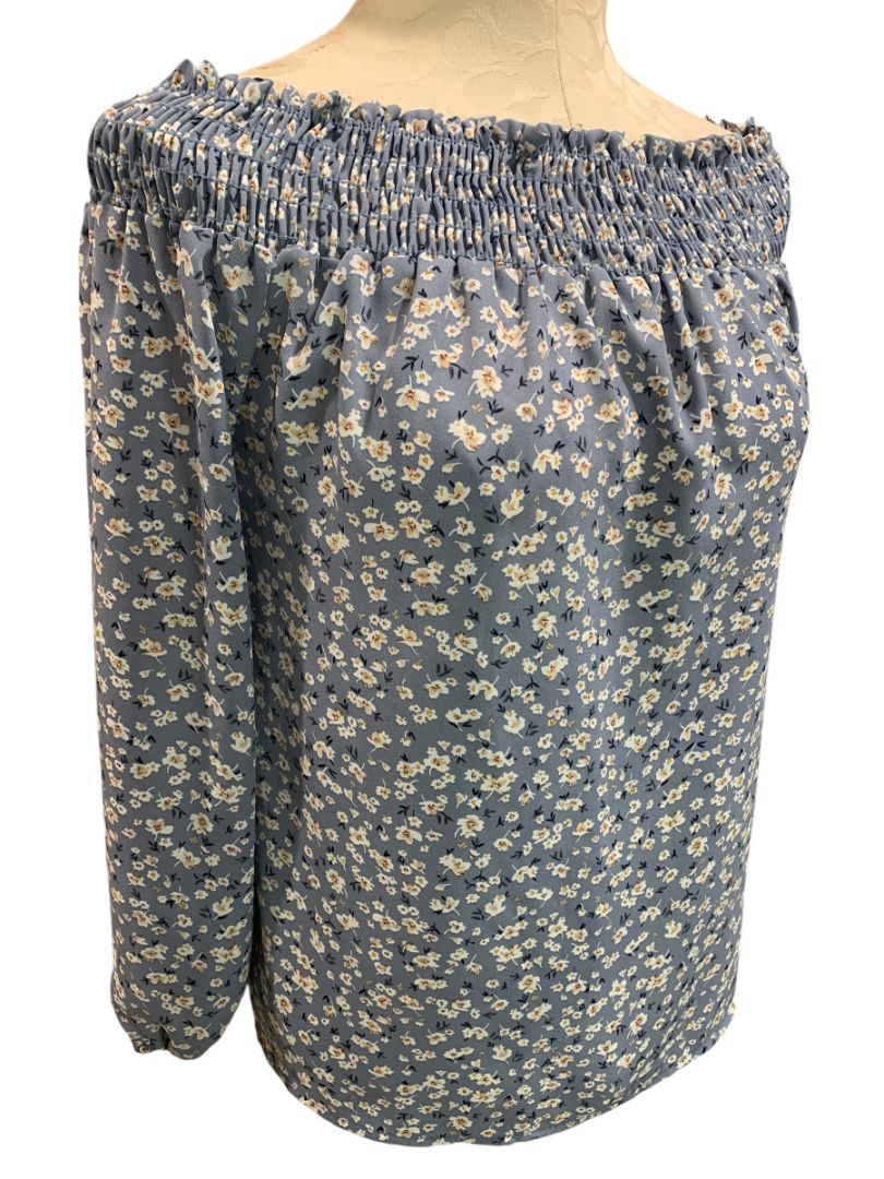 Size XS Pleione Womens Off Shoulder Floral Blouse Boho Loose Fit