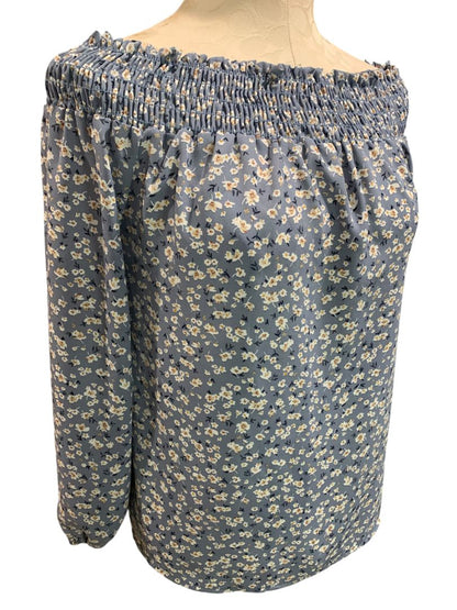 Size XS Pleione Womens Off Shoulder Floral Blouse Boho Loose Fit