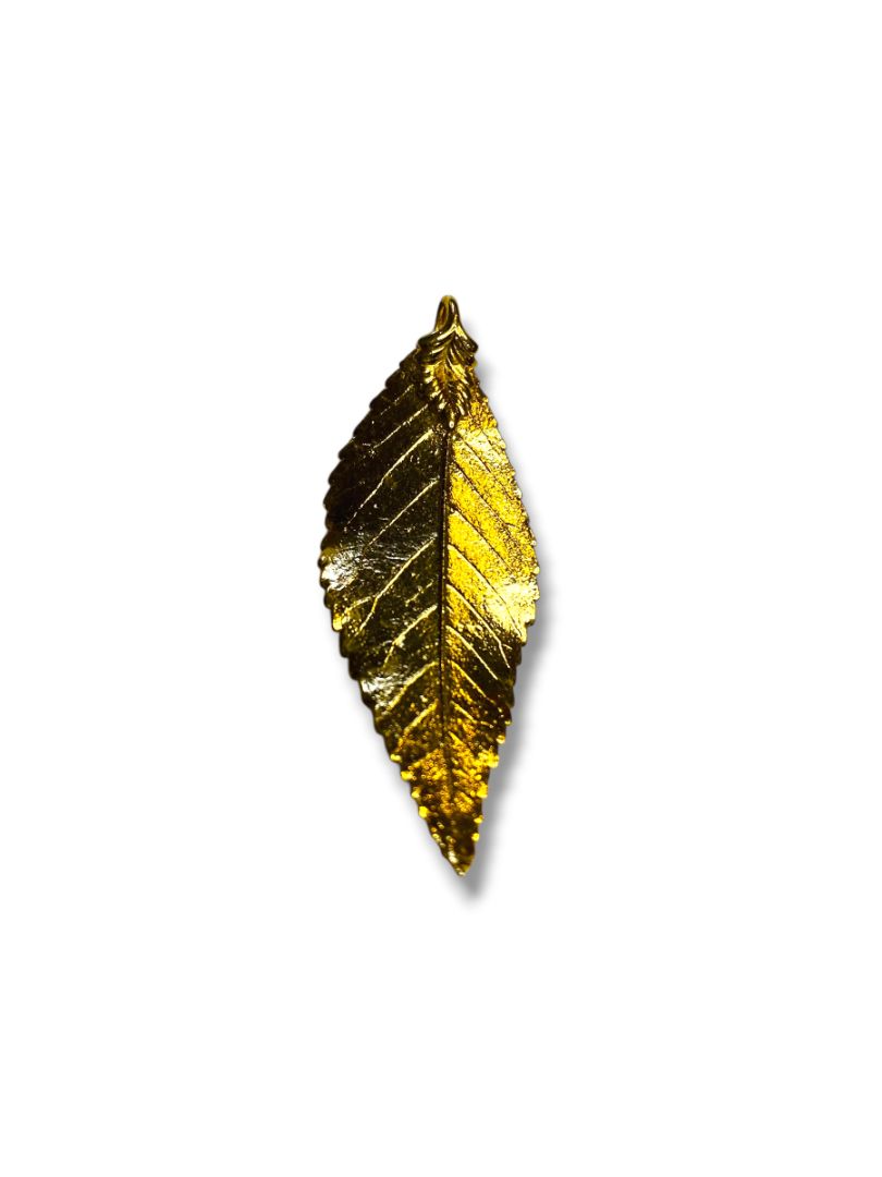 Goldtone Leaf Pendant Detailed 1.75" for Necklace