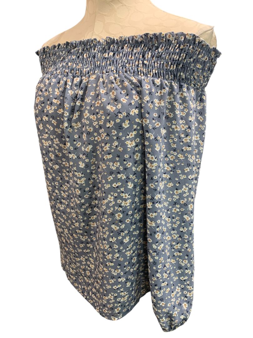 Size XS Pleione Womens Off Shoulder Floral Blouse Boho Loose Fit