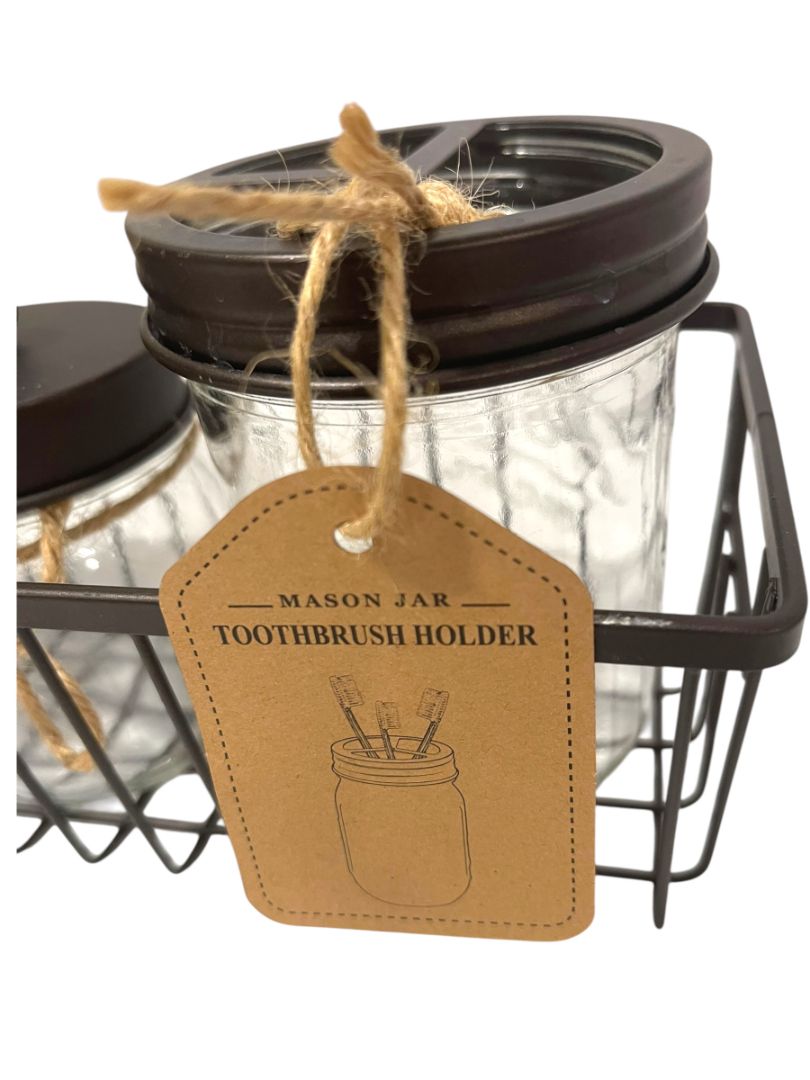 Mason Jar Bathroom Accessories Set Rustic Bathroom Set Black New