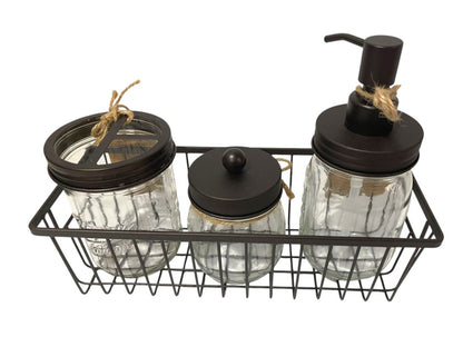 Mason Jar Bathroom Accessories Set Rustic Bathroom Set Black New
