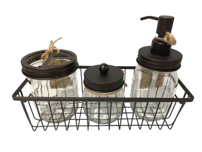 Mason Jar Bathroom Accessories Set Rustic Bathroom Set Black New