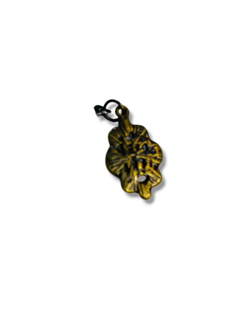 Cameo Pendant Charm Antiqued Goldtone White Rhinestones 1"