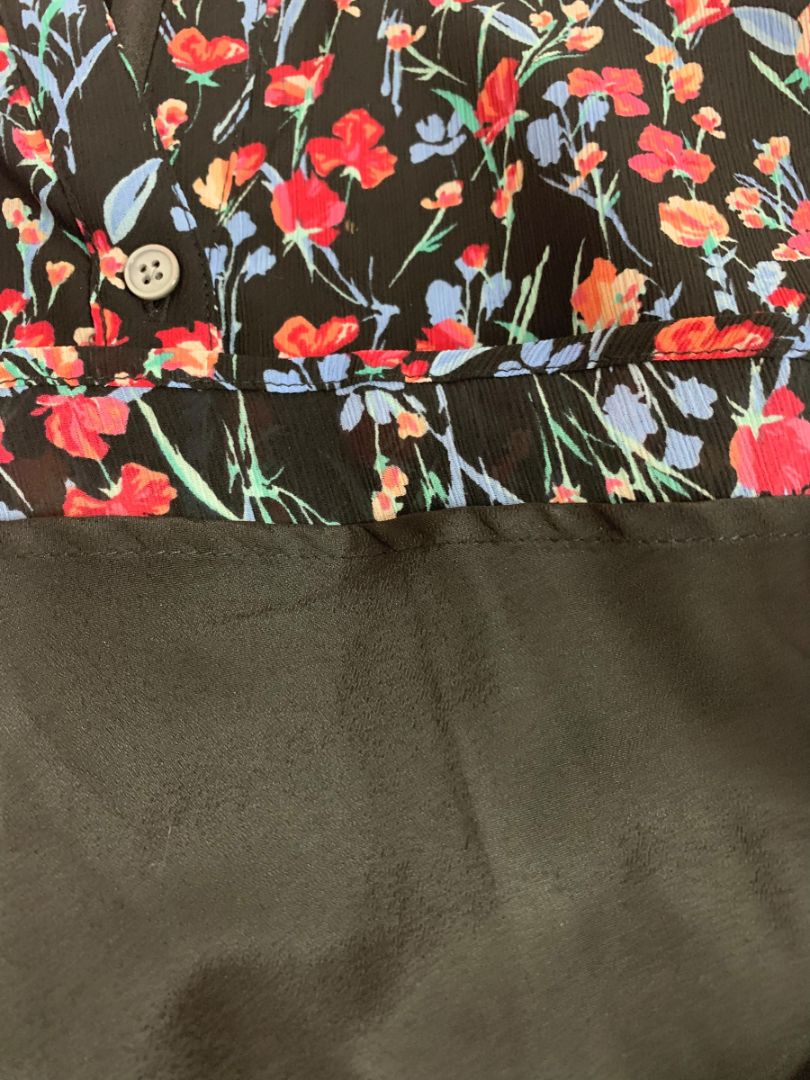 Size XXS J.Crew Womens Floral Raglan Button Up Blouse Black BA750