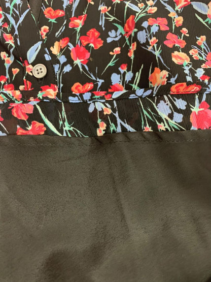 Size XXS J.Crew Womens Floral Raglan Button Up Blouse Black BA750