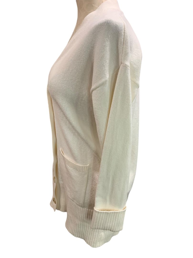 Size XXS Loft Womens Cream Cardigan Sweater Pockets 3/4 Sleeve