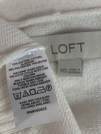 Size XXS Loft Womens Cream Cardigan Sweater Pockets 3/4 Sleeve
