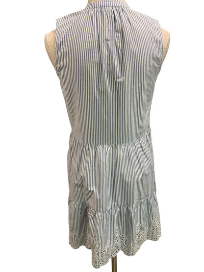 Size XS Petite Gap Womens Blue White Striped Cotton Dress Pockets Eyelet Hem