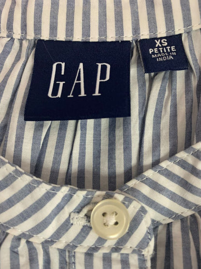 Size XS Petite Gap Womens Blue White Striped Cotton Dress Pockets Eyelet Hem