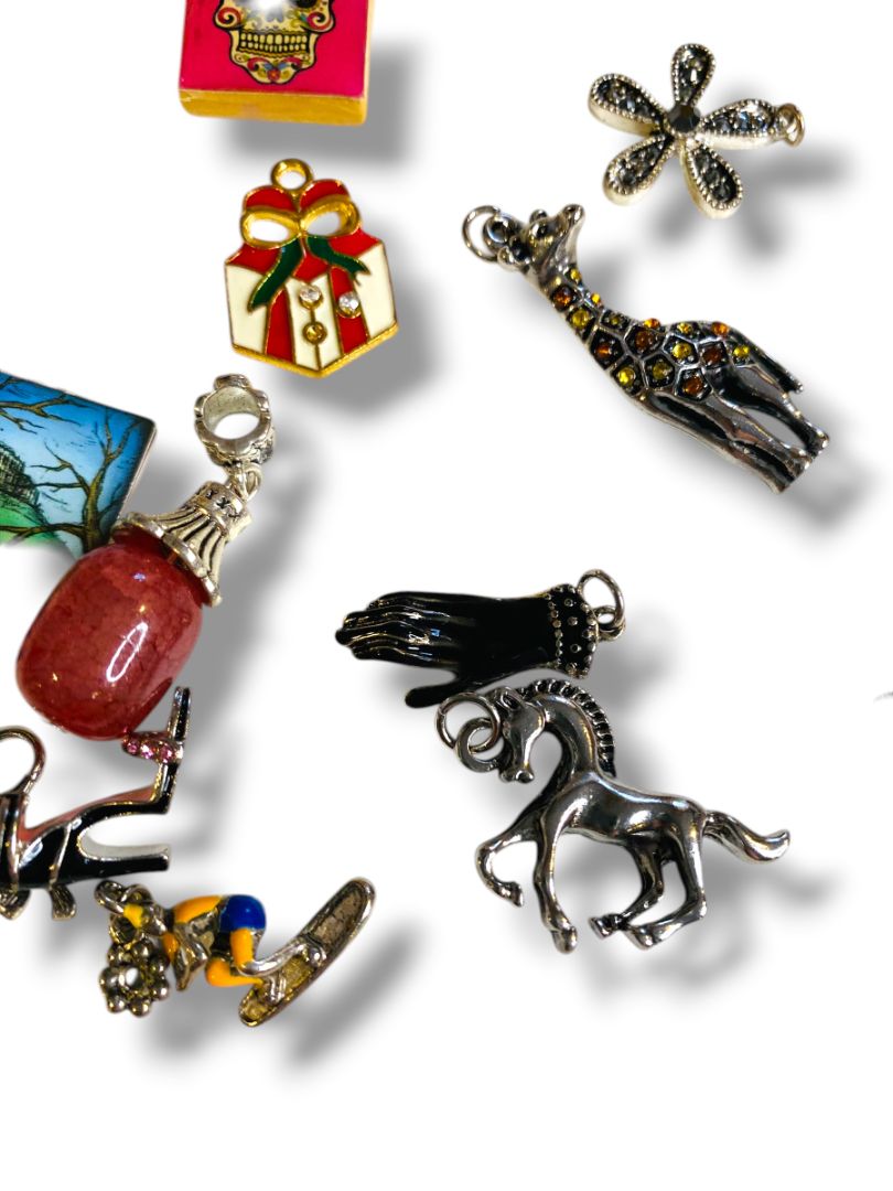 Lot of 20 Pendant Charms Jewelry Making Animal Map Flower Cross Assorted