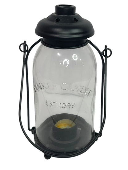 Yankee Candle Black Metal and Glass Votive Tea Light Lantern 10" Tabletop or Hanging