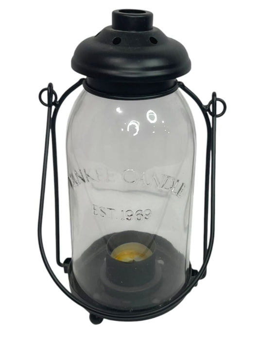 Yankee Candle Black Metal and Glass Votive Tea Light Lantern 10" Tabletop or Hanging