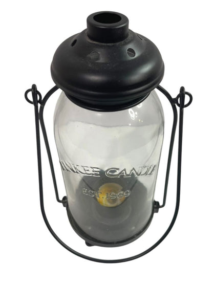 Yankee Candle Black Metal and Glass Votive Tea Light Lantern 10" Tabletop or Hanging