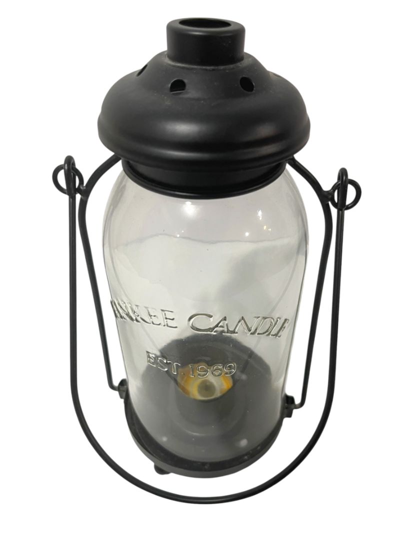 Yankee Candle Black Metal and Glass Votive Tea Light Lantern 10" Tabletop or Hanging