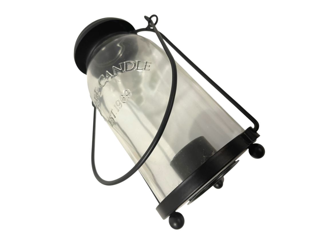 Yankee Candle Black Metal and Glass Votive Tea Light Lantern 10" Tabletop or Hanging
