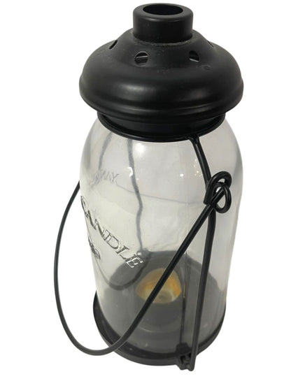 Yankee Candle Black Metal and Glass Votive Tea Light Lantern 10" Tabletop or Hanging