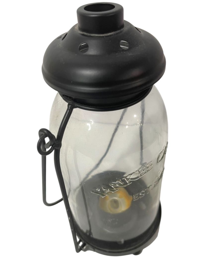 Yankee Candle Black Metal and Glass Votive Tea Light Lantern 10" Tabletop or Hanging