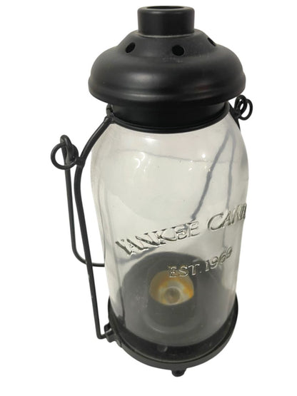 Yankee Candle Black Metal and Glass Votive Tea Light Lantern 10" Tabletop or Hanging
