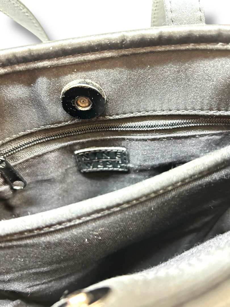 Nine West Satin Black Tote Style Shoulderbag 7"h x 7"L