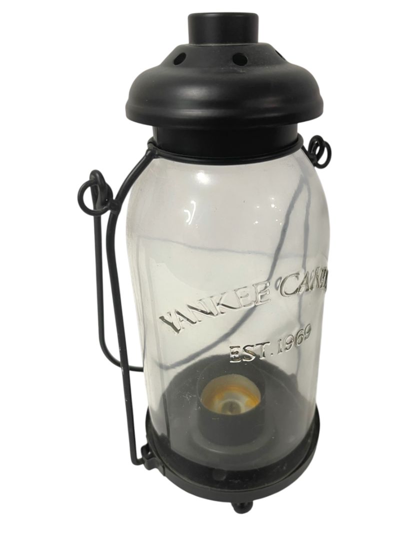Yankee Candle Black Metal and Glass Votive Tea Light Lantern 10" Tabletop or Hanging