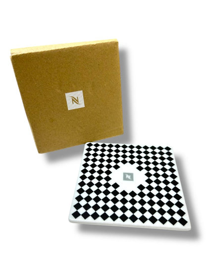 New Porcelain Coaster Paris Style Made in Portugal Black White
