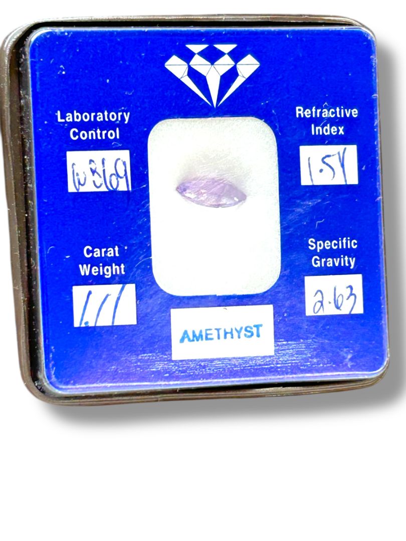 Amethyst 1.11 Carat Weight with Gem Data Certificate Folder