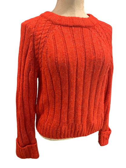 Size XS Evereve Womens Red Soft Rib Knit Sweater Marled