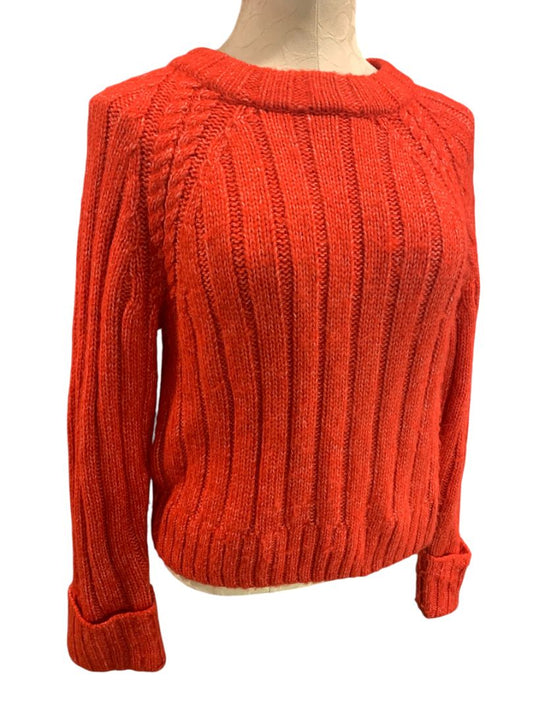 Size XS Evereve Womens Red Soft Rib Knit Sweater Marled