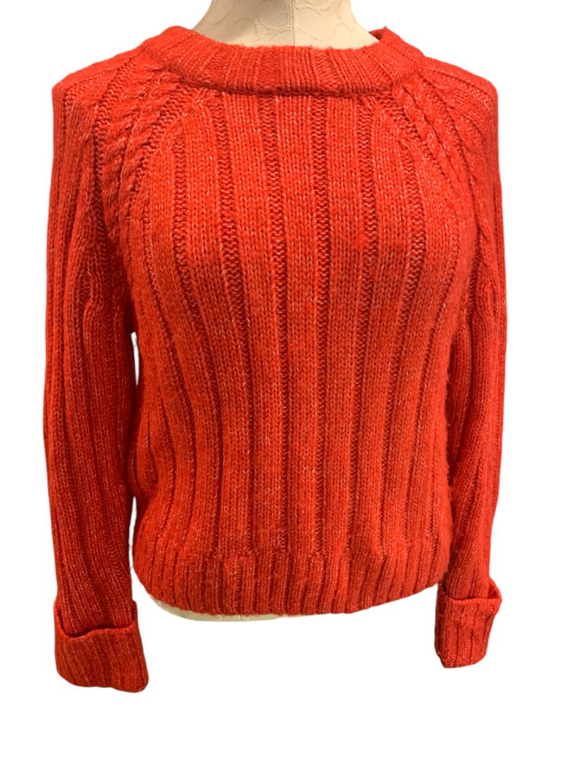 Size XS Evereve Womens Red Soft Rib Knit Sweater Marled