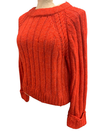 Size XS Evereve Womens Red Soft Rib Knit Sweater Marled