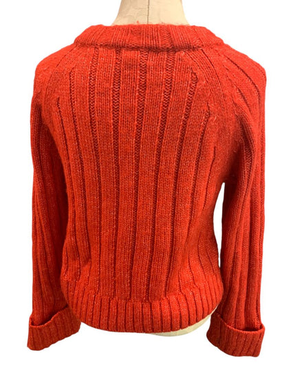 Size XS Evereve Womens Red Soft Rib Knit Sweater Marled