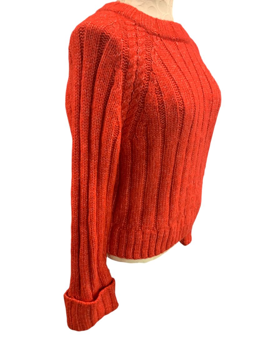 Size XS Evereve Womens Red Soft Rib Knit Sweater Marled