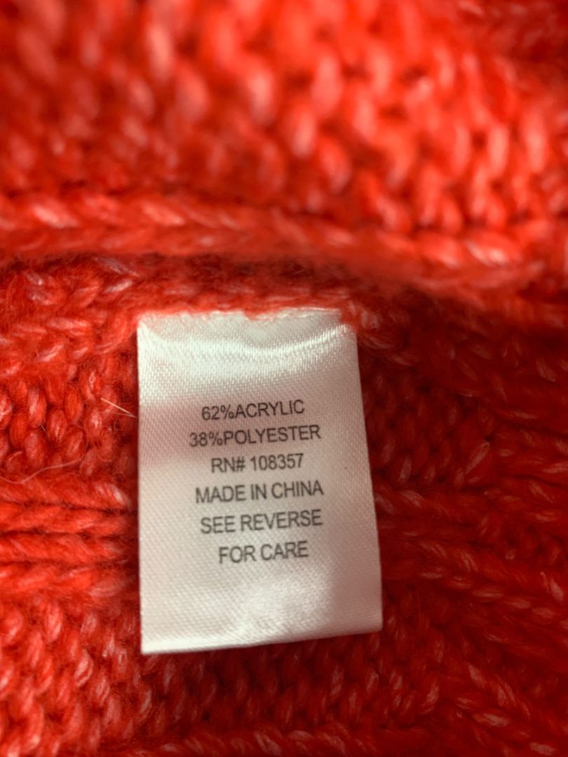 Size XS Evereve Womens Red Soft Rib Knit Sweater Marled