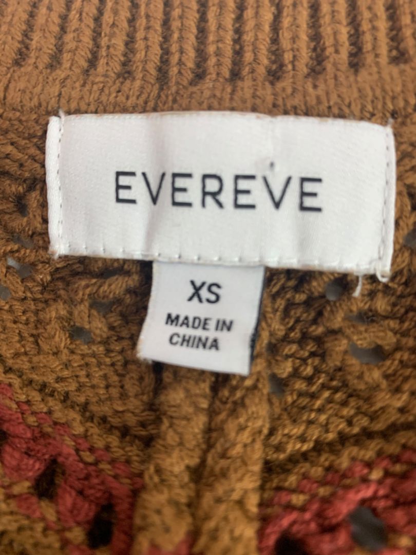 Size XS Evereve Sawyer Chevron Womens Sweater Brown Mulitcolor V-neck
