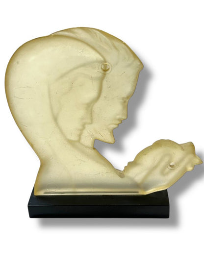 Vintage Midcentury Lucite Icon With Jesus Mary & Joseph 5.4"