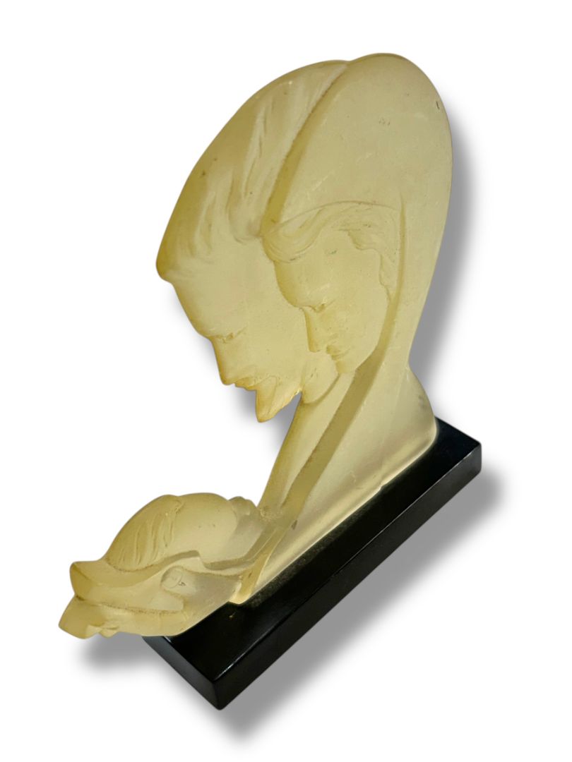 Vintage Midcentury Lucite Icon With Jesus Mary & Joseph 5.4"