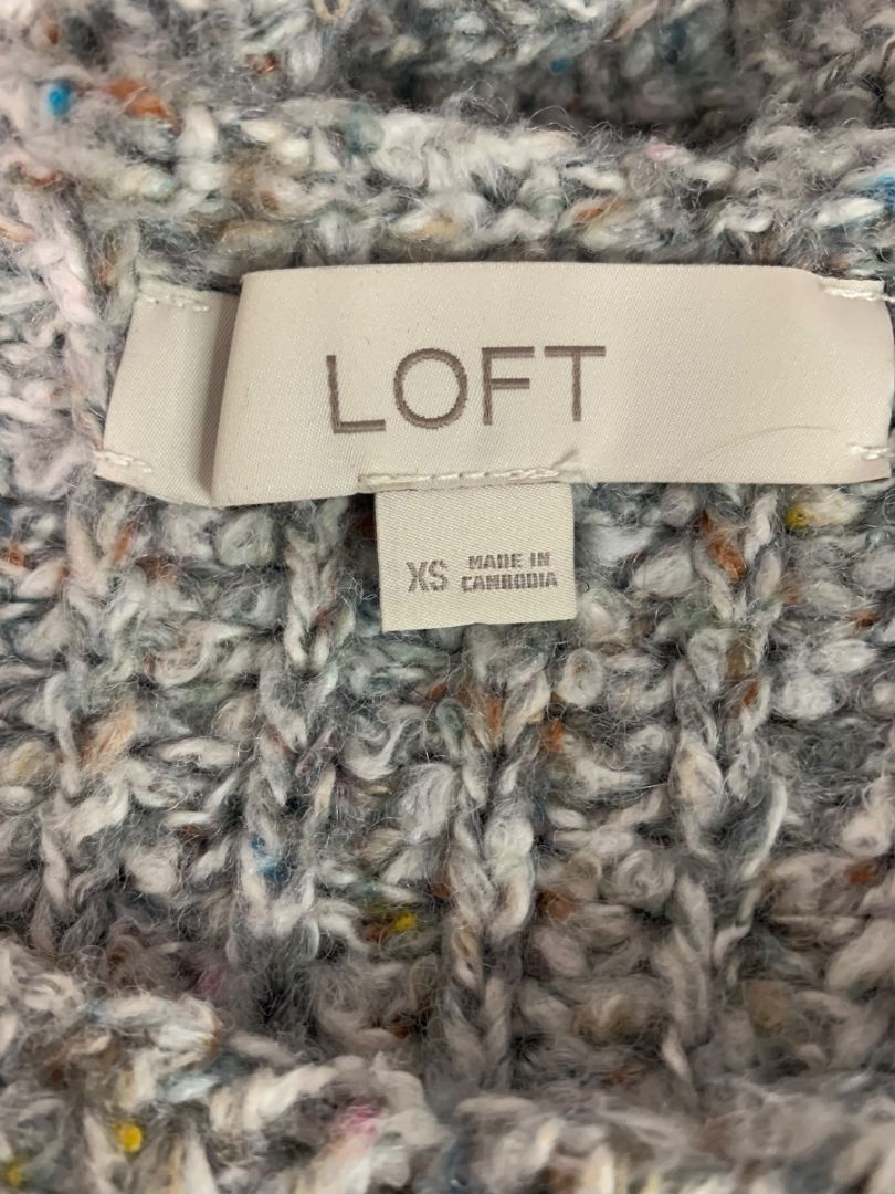 Size XS Loft Womens Chunky KNit Gray Multicolor Sweater Cotton Blend