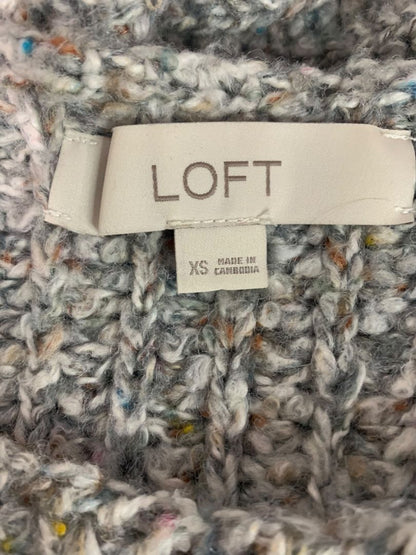 Size XS Loft Womens Chunky KNit Gray Multicolor Sweater Cotton Blend
