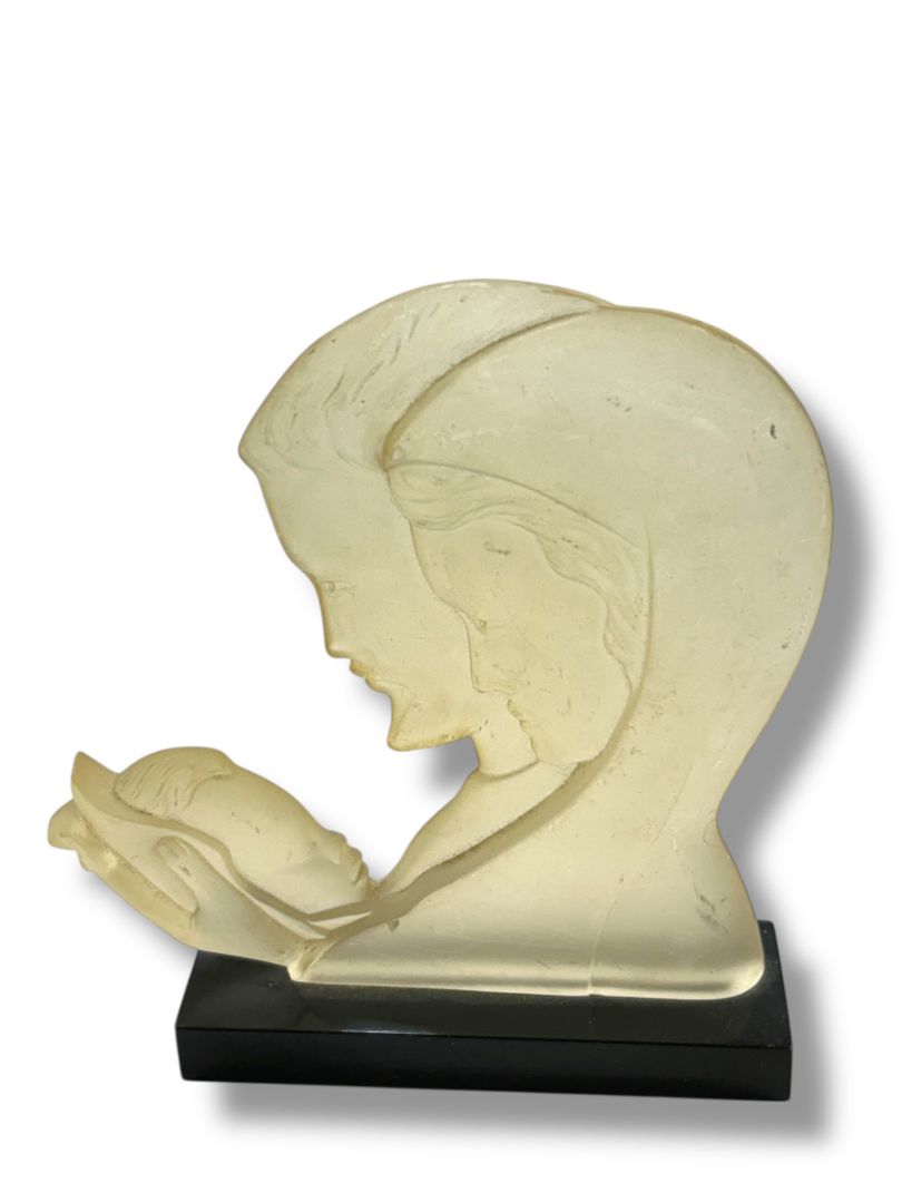 Vintage Midcentury Lucite Icon With Jesus Mary & Joseph 5.4"
