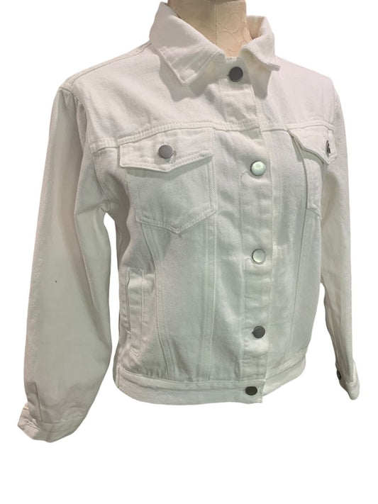 Small Womens White Jean Jacket Denim Traditional Look
