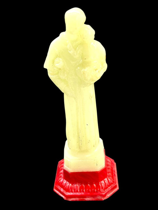 Saint Joseph Statuette Glow in the Dark Italy on Stand Plastic 4.5"