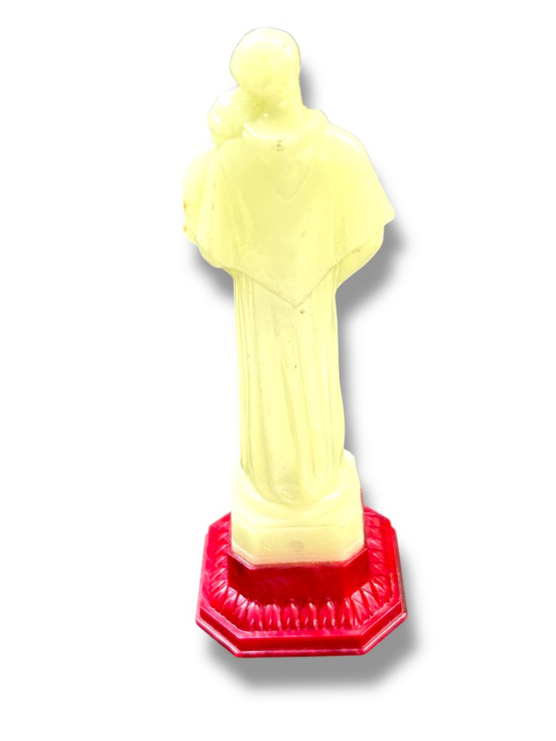 Saint Joseph Statuette Glow in the Dark Italy on Stand Plastic 4.5"
